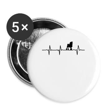 Poodle dog lover heartbeat Gift idea - Buttons groß 56 mm (5er Pack) - Weiß - Vorne