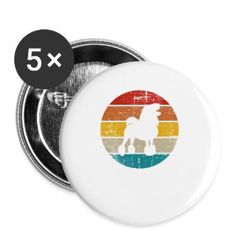 Poodle dog lover Retro vintage Gift idea - Buttons groß 56 mm (5er Pack) - Weiß - Vorne
