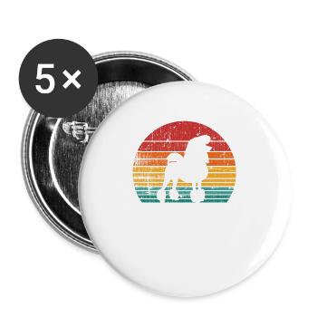 Poodle dog lover Retro vintage Gift idea - Buttons groß 56 mm (5er Pack) - Weiß - Vorne