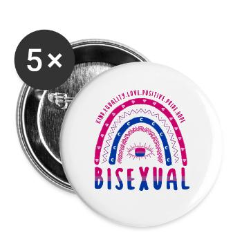Boho Rainbow LGBT Saying Bisexual - Buttons large 2.2''/56 mm (5-pack) - white - Front
