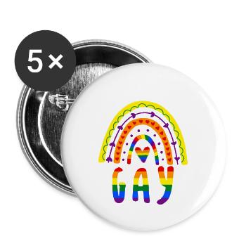 Saying LGBT Gay Pride Boho Rainbow - Buttons large 2.2''/56 mm (5-pack) - white - Front