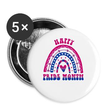 Happy Pride Month Bisexual Regenbogen - Buttons groß 56 mm (5er Pack) - Weiß - Vorne