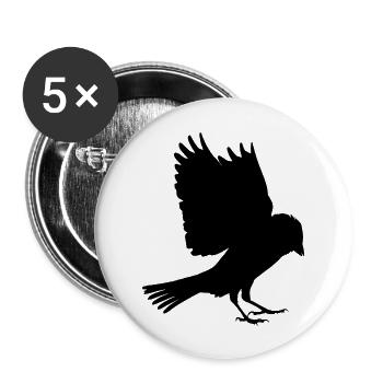 moineau noir - Lot de 5 grands badges (56 mm) - blanc - Devant