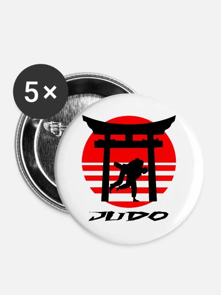 Judo - Buttons groß 56 mm (5er Pack) - Weiß