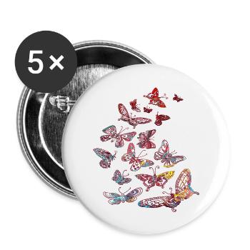 Schmetterling Tattoo - Buttons groß 56 mm (5er Pack) - Weiß - Vorne