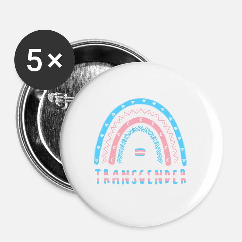 Boho Rainbow Transgender - Buttons large 2.2''/56 mm (5-pack) - white