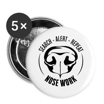 NEZ TRAVAIL Recherche Chien Nez Chiens de travail Chien - Lot de 5 grands badges (56 mm) - blanc - Devant