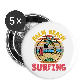 Palmen - Buttons groß 56 mm (5er Pack) - Weiß - Vorne