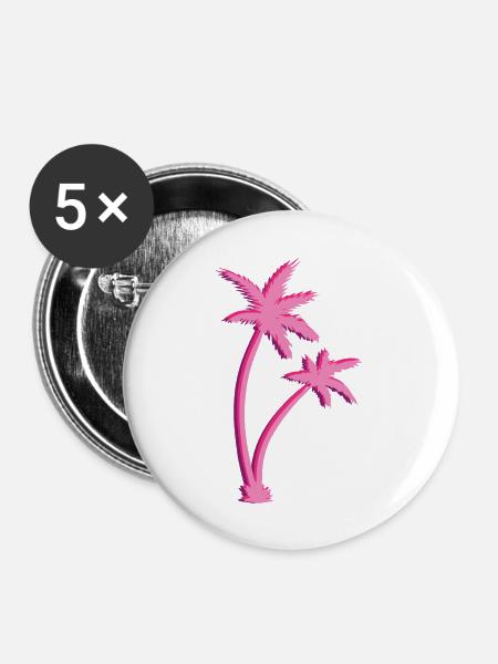 Palmen - Buttons groß 56 mm (5er Pack) - Weiß