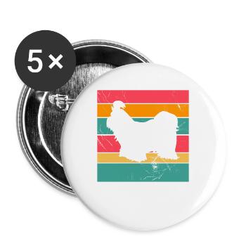 Shih Tzu dog lover Retro vintage Gift idea - Buttons large 2.2''/56 mm (5-pack) - white - Front