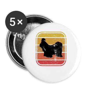 Shih Tzu dog lover Retro vintage Gift idea - Buttons large 2.2''/56 mm (5-pack) - white - Front