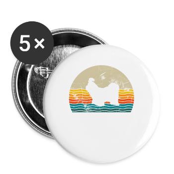 Shih Tzu dog lover Retro vintage Gift idea - Buttons large 2.2''/56 mm (5-pack) - white - Front