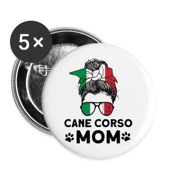 Cane Corso Mom - Buttons large 2.2''/56 mm (5-pack) - white - Front