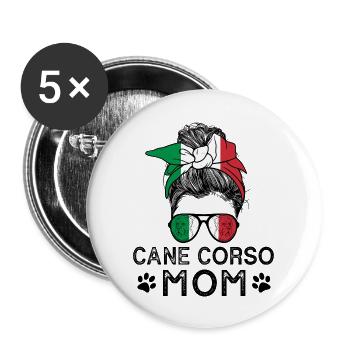 Cane Corso Mom - Buttons large 2.2''/56 mm (5-pack) - white - Front
