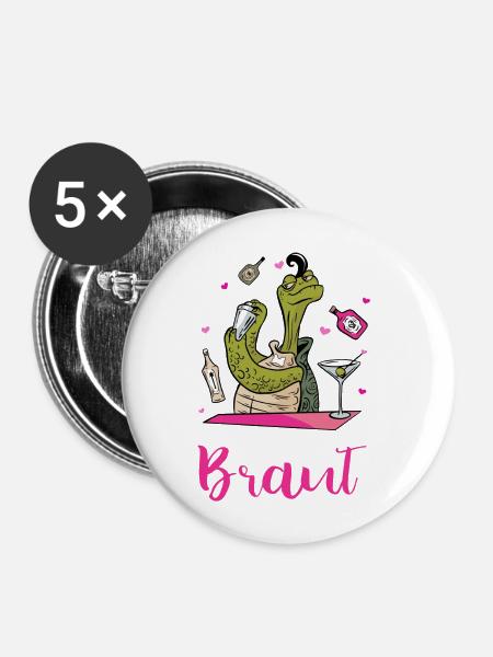 Team Braut - Buttons groß 56 mm (5er Pack) - Weiß