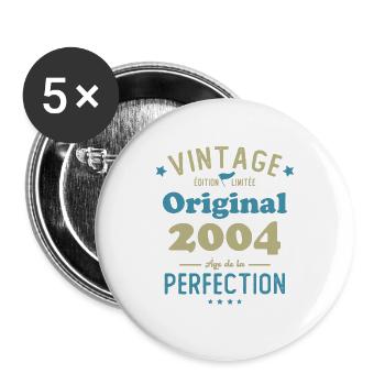 Cadeau D'anniversaire 2004 Rétro Vintage 2004 - Lot de 5 grands badges (56 mm) - blanc - Devant