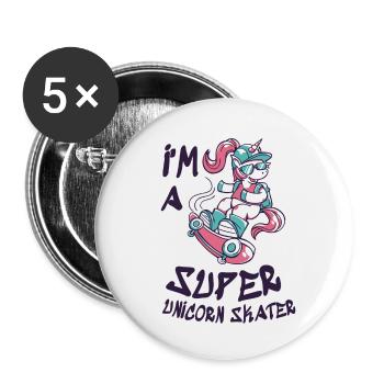 I'm a super unicorn skater - Lot de 5 grands badges (56 mm) - blanc - Devant