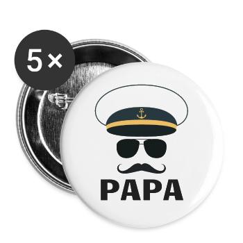 PAPA CAPITAINE DE NAVIRE - Lot de 5 grands badges (56 mm) - blanc - Devant