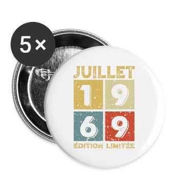 Juillet 1969 Original Idée Cadeau Anniversaire - Lot de 5 grands badges (56 mm) - blanc - Devant