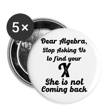 Algebra Find Ex X Funny - Buttons large 2.2''/56 mm (5-pack) - white - Front