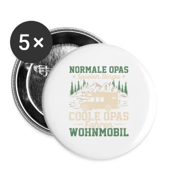 Opas spielen Bingo Coole Opas Fahren Wohnmobil Cam - Buttons groß 56 mm (5er Pack) - Weiß - Vorne