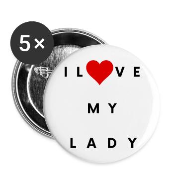 T-shirt avec une inscription pour les amoureux - Lot de 5 grands badges (56 mm) - blanc - Devant