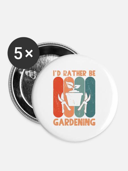 Lieber Gartenarbeit - Buttons groß 56 mm (5er Pack) - Weiß