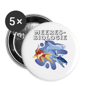 MEERESBIOLOGIE - Buttons groß 56 mm (5er Pack) - Weiß - Vorne
