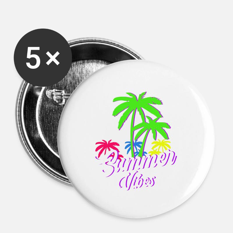 Summer Vibes - Buttons large 2.2''/56 mm (5-pack) - white