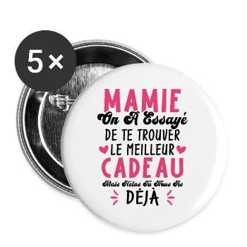 Mamie On A Essayé De Te Trouver Le Meilleur Cadeau - Lot de 5 grands badges (56 mm) - blanc - Devant