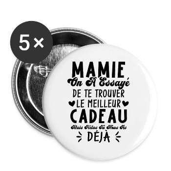 Mamie On A Essayé De Te Trouver Le Meilleur Cadeau - Lot de 5 grands badges (56 mm) - blanc - Devant