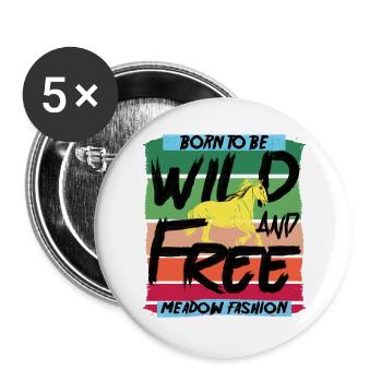 Né pour être sauvage - Lot de 5 grands badges (56 mm) - blanc - Devant