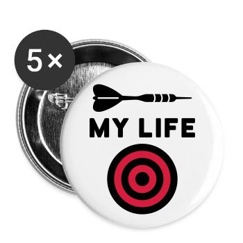 My life (Dartpfeil, Zielscheibe) - Buttons groß 56 mm (5er Pack) - Weiß - Vorne