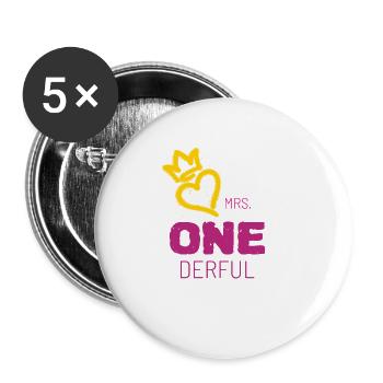 Erster Geburtstag Girl - Buttons groß 56 mm (5er Pack) - Weiß - Vorne