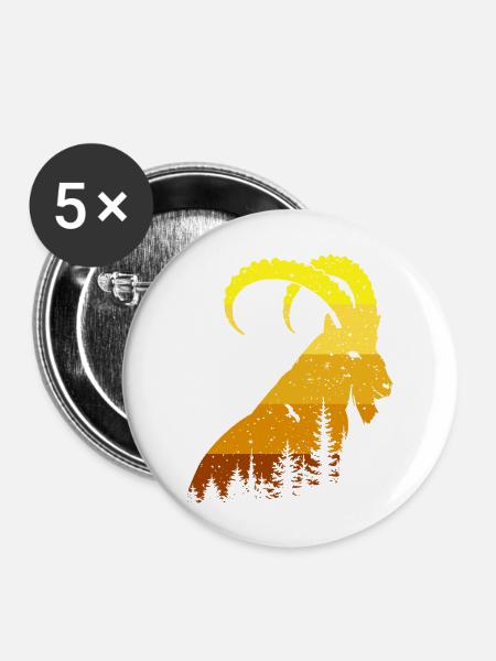 Steinbock - Buttons groß 56 mm (5er Pack) - Weiß
