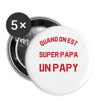 Papy Exceptionnel Papa Fête Des Pères Anniversaire - Lot de 5 grands badges (56 mm) - blanc - Devant