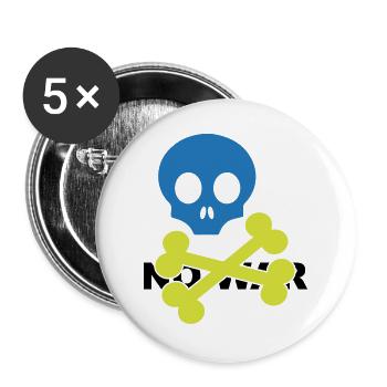Neon Blue Skull and Crossbones - Buttons large 2.2''/56 mm (5-pack) - white - Front