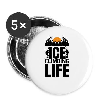 Eiskletterer Eisklettern Sportler Eis Klettern - Buttons groß 56 mm (5er Pack) - Weiß - Vorne