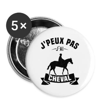 J'peux pas j'ai cheval - Lot de 5 grands badges (56 mm) - blanc - Devant