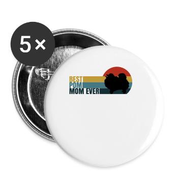Spitz Pomeranian Zwergspitz Chien - Lot de 5 grands badges (56 mm) - blanc - Devant