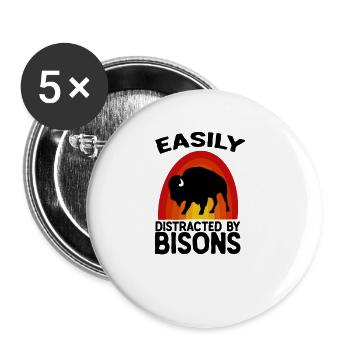 Bison Buffalo Water Buffalo National Park - Buttons large 2.2''/56 mm (5-pack) - white - Front