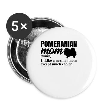 Spitz Pomeranian Zwergspitz Chien - Lot de 5 grands badges (56 mm) - blanc - Devant