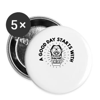 Spitz Pomeranian Zwergspitz Dog - Buttons large 2.2''/56 mm (5-pack) - white - Front