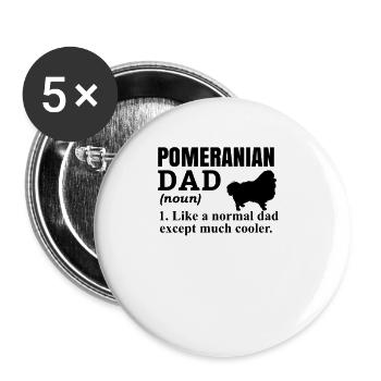 Spitz Pomeranian Zwergspitz Chien - Lot de 5 grands badges (56 mm) - blanc - Devant