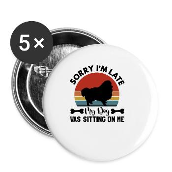 Spitz Pomeranian Zwergspitz Dog - Buttons large 2.2''/56 mm (5-pack) - white - Front