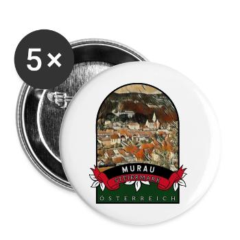Murau Steiermark Österreich Souvenir - Buttons groß 56 mm (5er Pack) - Weiß - Vorne