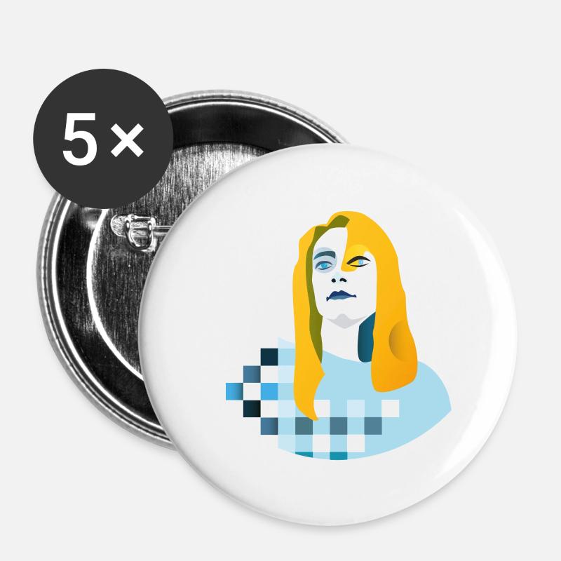Blonde - Buttons large 2.2''/56 mm (5-pack) - white