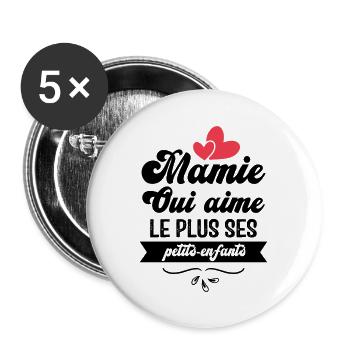 Mamie qui aime le plus ses petits enfants - Lot de 5 grands badges (56 mm) - blanc - Devant