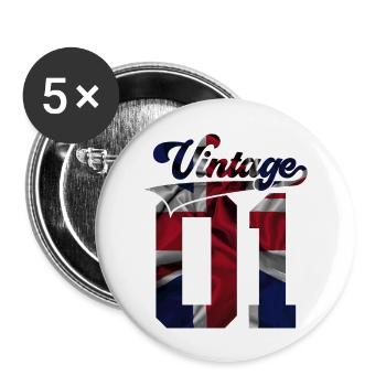 25TH BIRTHDAY UK VINTAGE 2001 - Buttons large 2.2''/56 mm (5-pack) - white - Front