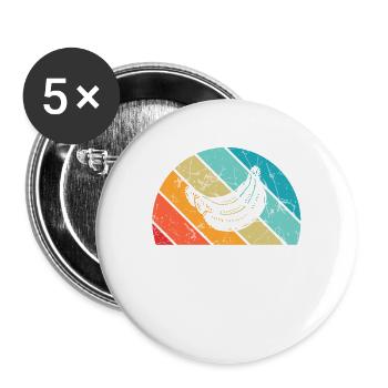 Banana Vegan Lover Retro Veggie Fruit Gift idea - Buttons groß 56 mm (5er Pack) - Weiß - Vorne